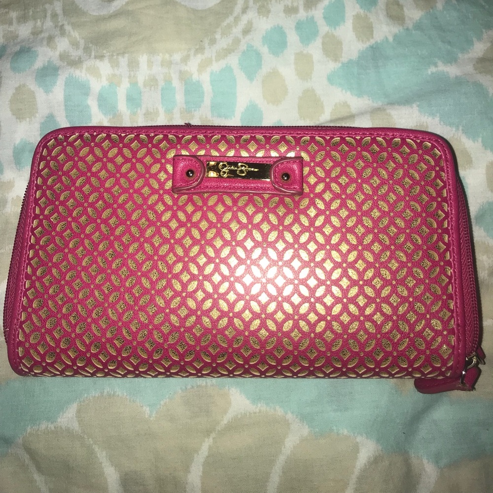 Jessica Simpson Pink and Gold Wallet
